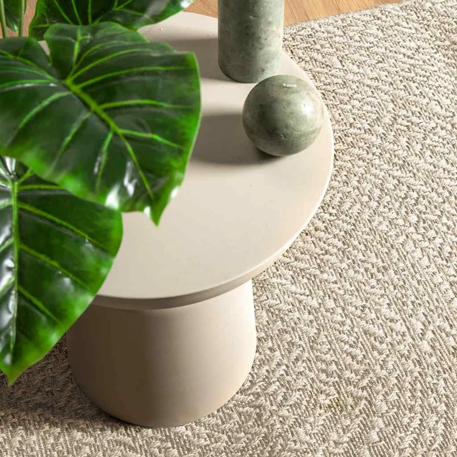 Tapis ZIZUR crème 200x200 cm aspect de jute intérieur extérieur - 2