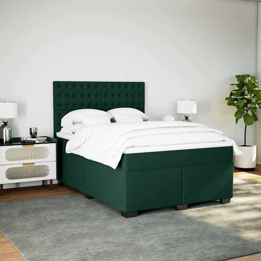Sommier à lattes de lit et matelas Vert foncé 160x200cm Velours - 3