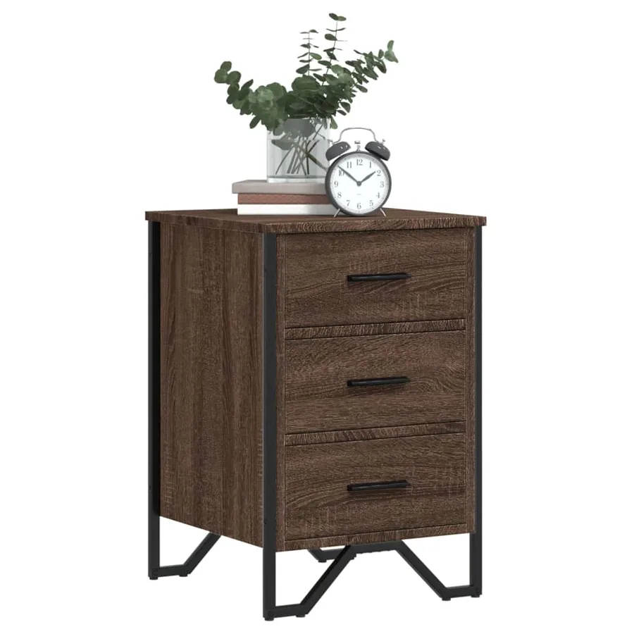Table de chevet chêne marron 40x41x60 cm bois d'ingénierie - 4