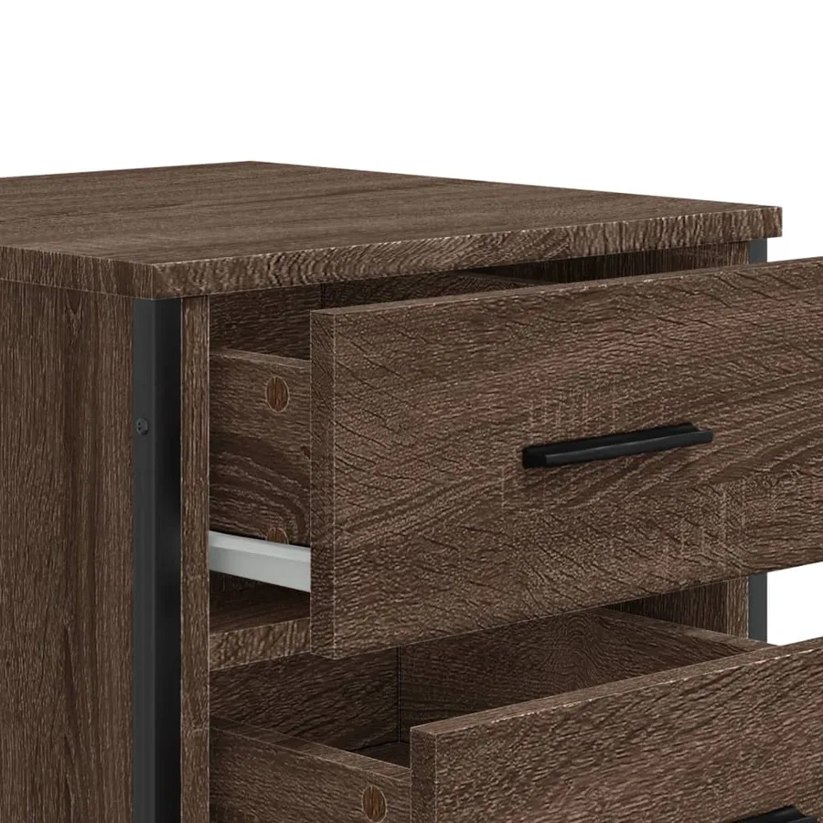 Table de chevet chêne marron 40x41x60 cm bois d'ingénierie - 9