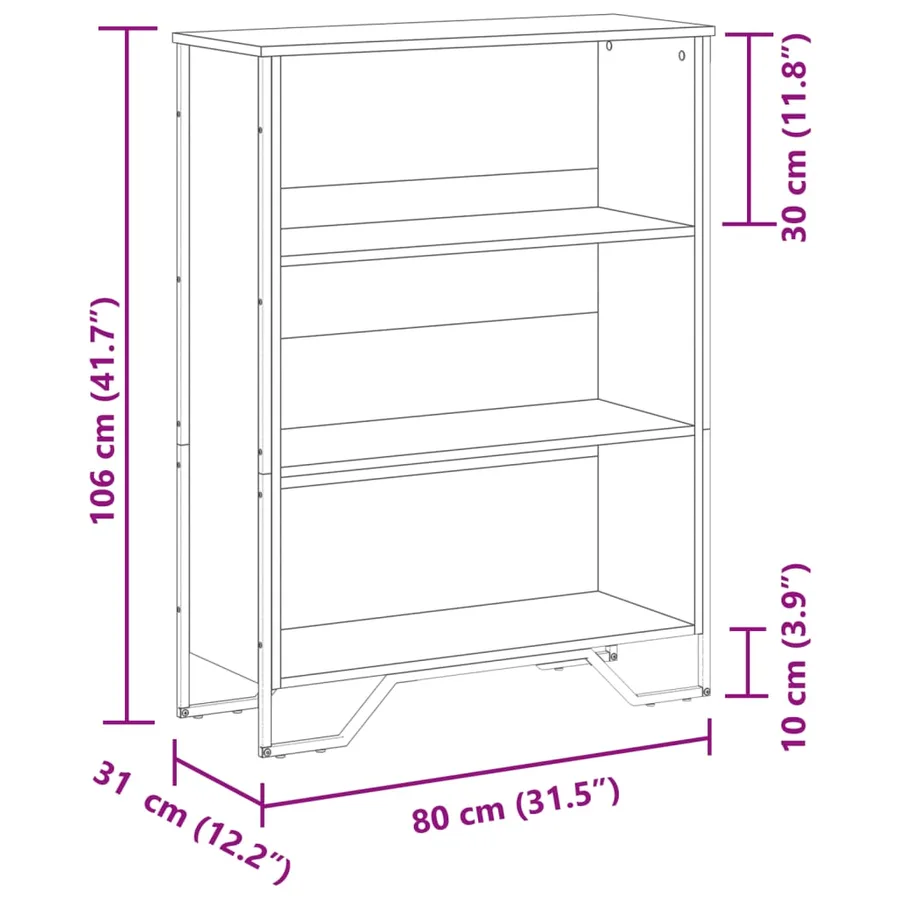 Bibliothèque chêne sonoma 80x31x106 cm bois d'ingénierie - 9