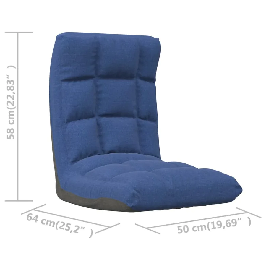 Chaise pliable de sol Bleu Tissu - 10