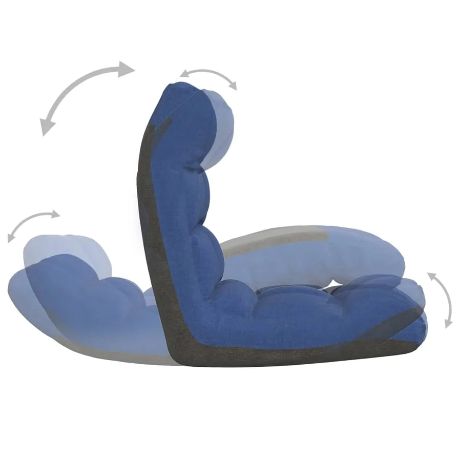 Chaise pliable de sol Bleu Tissu - 6