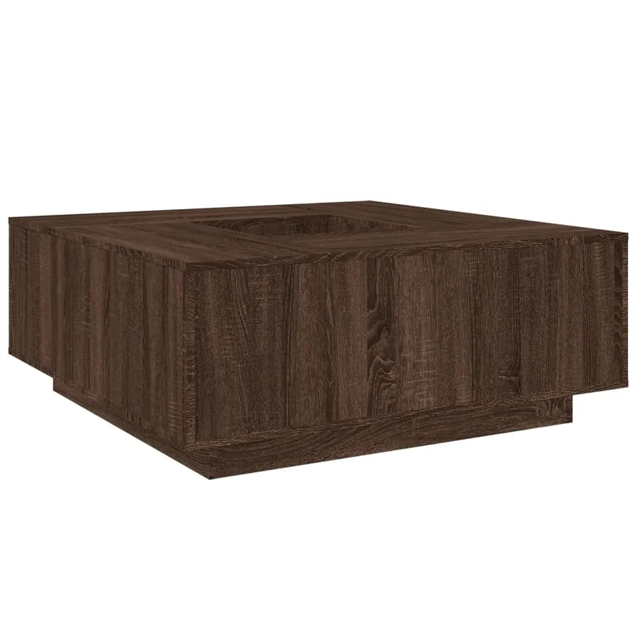 Table basse chêne marron 100x100x40 cm bois d'ingénierie - 2