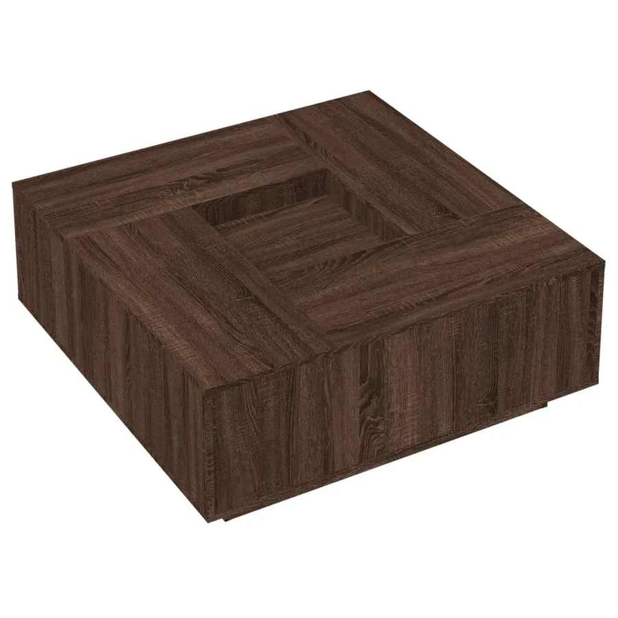 Table basse chêne marron 100x100x40 cm bois d'ingénierie - 4