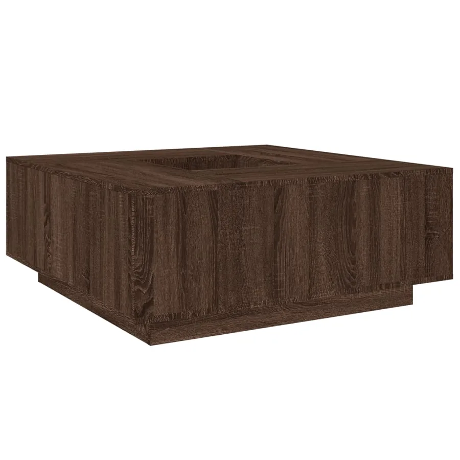 Table basse chêne marron 100x100x40 cm bois d'ingénierie - 7