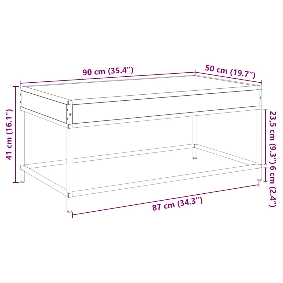 Table basse avec LED infini noir 90x50x41 cm - 13