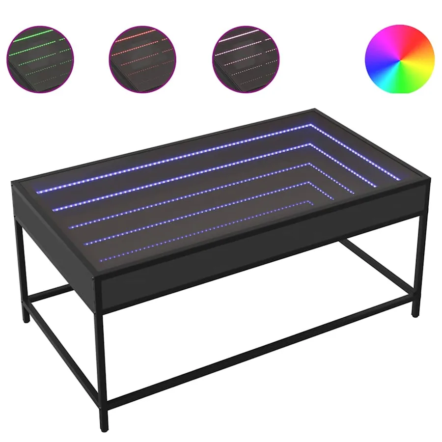 Table basse avec LED infini noir 90x50x41 cm - 2