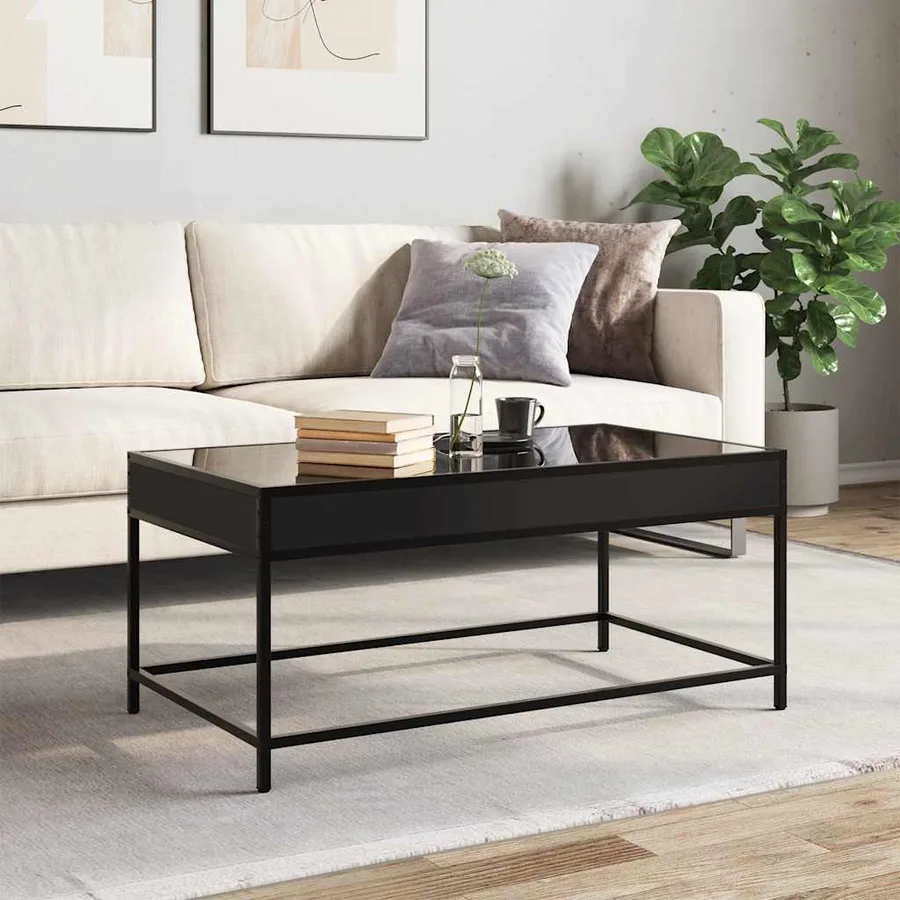 Table basse avec LED infini noir 90x50x41 cm - 4