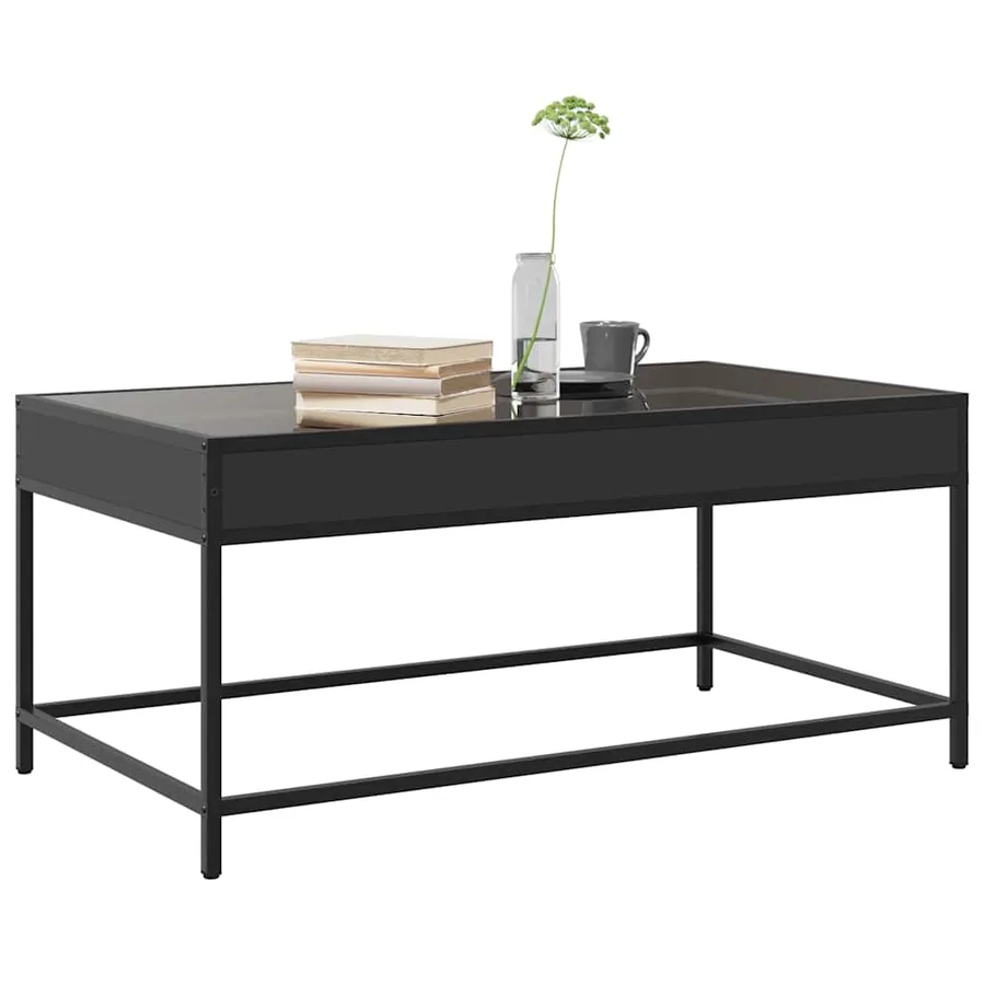 Table basse avec LED infini noir 90x50x41 cm - 5