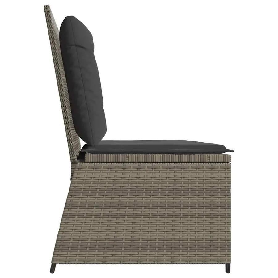 Banc inclinable de jardin avec coussins gris résine tressée - 5