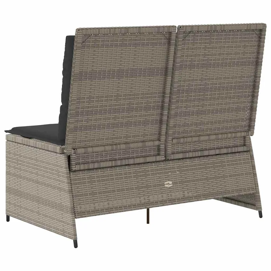 Banc inclinable de jardin avec coussins gris résine tressée - 6