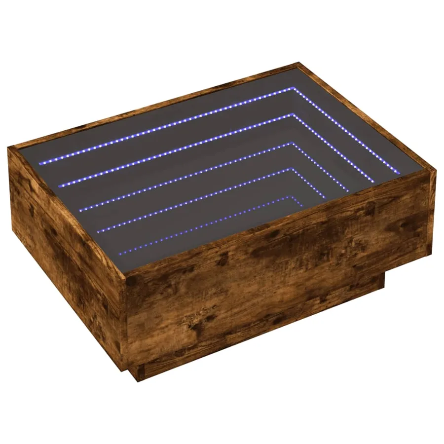 Table basse avec LED chêne fumé 70x50x30 cm bois d'ingénierie - 3