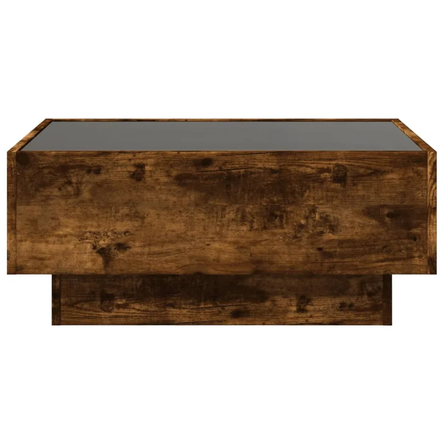 Table basse avec LED chêne fumé 70x50x30 cm bois d'ingénierie - 6
