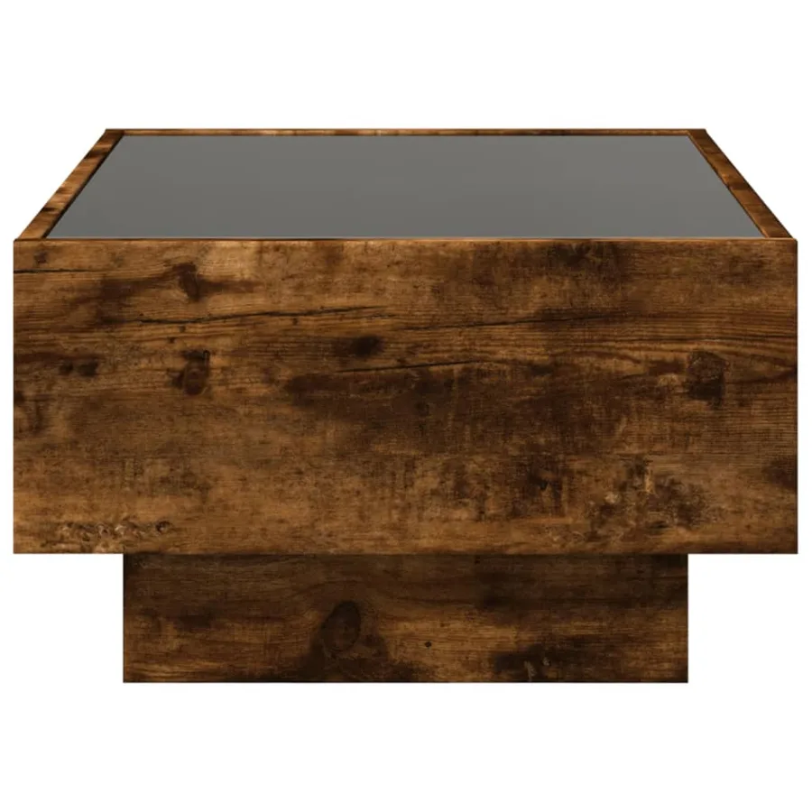Table basse avec LED chêne fumé 70x50x30 cm bois d'ingénierie - 7
