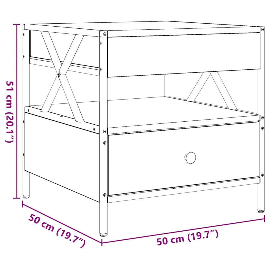 Table basse avec LED Infinity chêne fumé 50x50x51 cm - 14