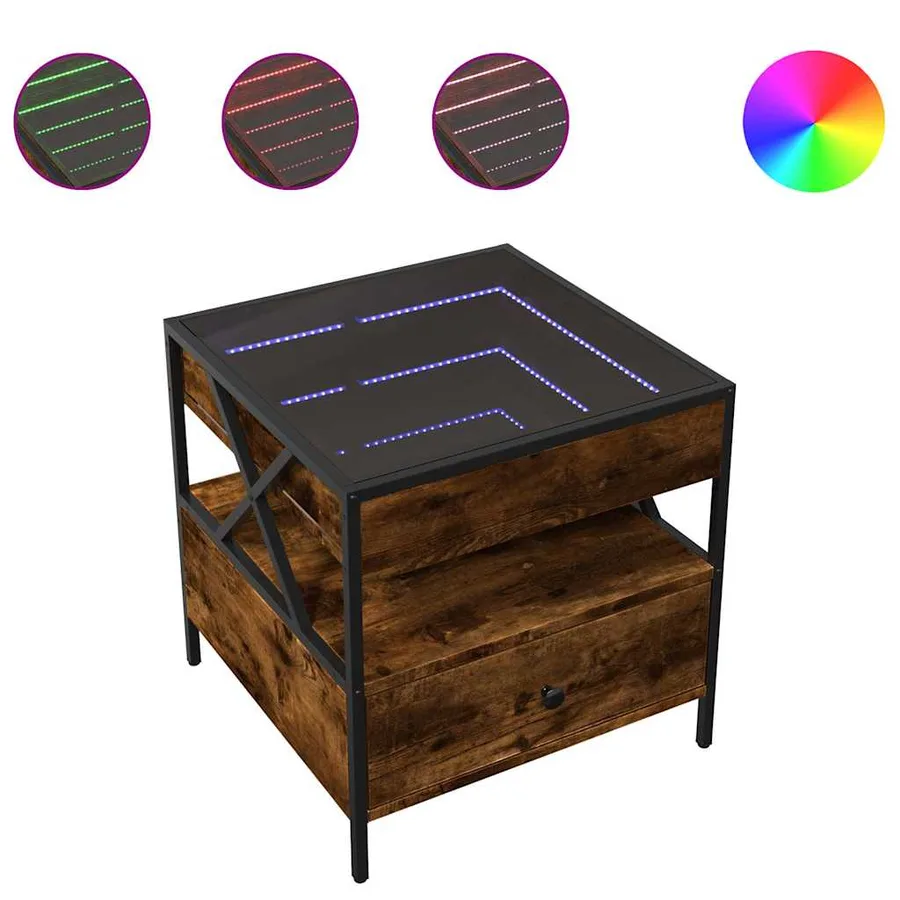 Table basse avec LED Infinity chêne fumé 50x50x51 cm - 2