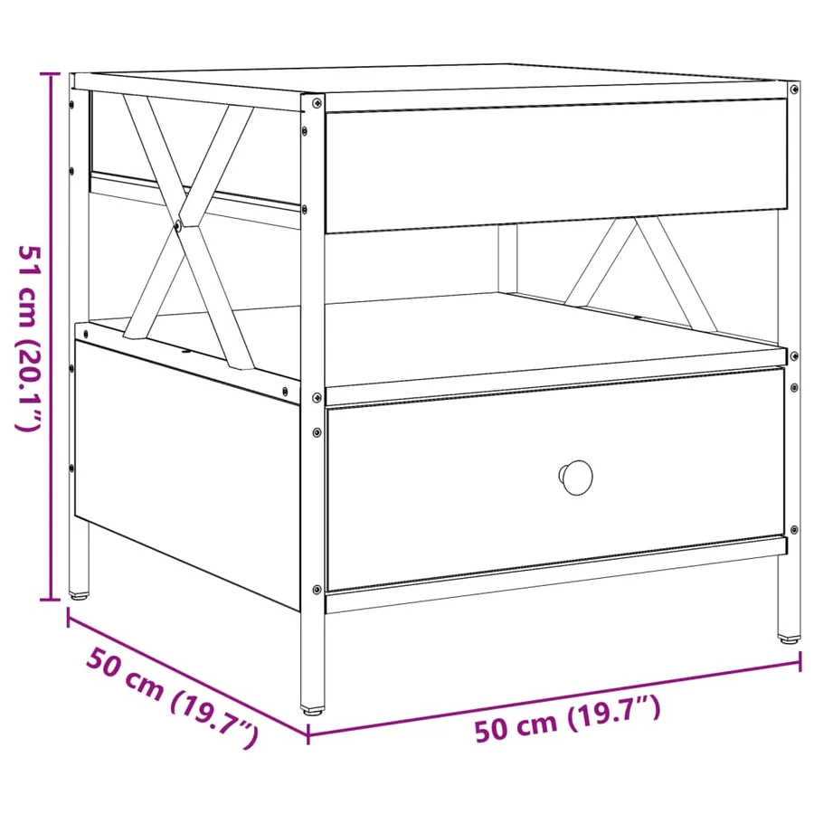 Table basse avec LED Infinity chêne marron 50x50x51 cm - 14