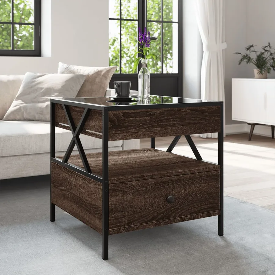 Table basse avec LED Infinity chêne marron 50x50x51 cm - 4