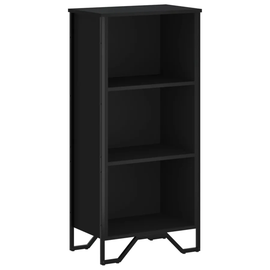Bibliothèque noir 50x31x106 cm bois d'ingénierie - 2