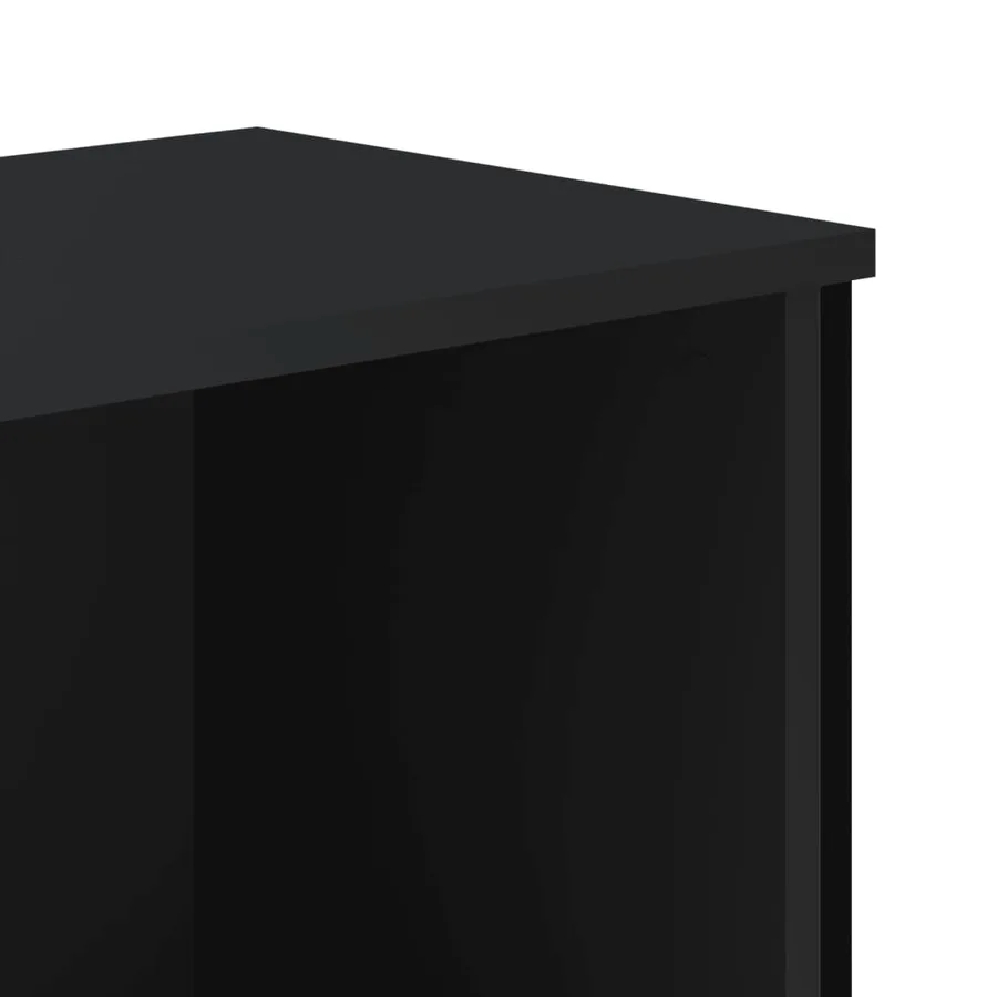 Bibliothèque noir 50x31x106 cm bois d'ingénierie - 7