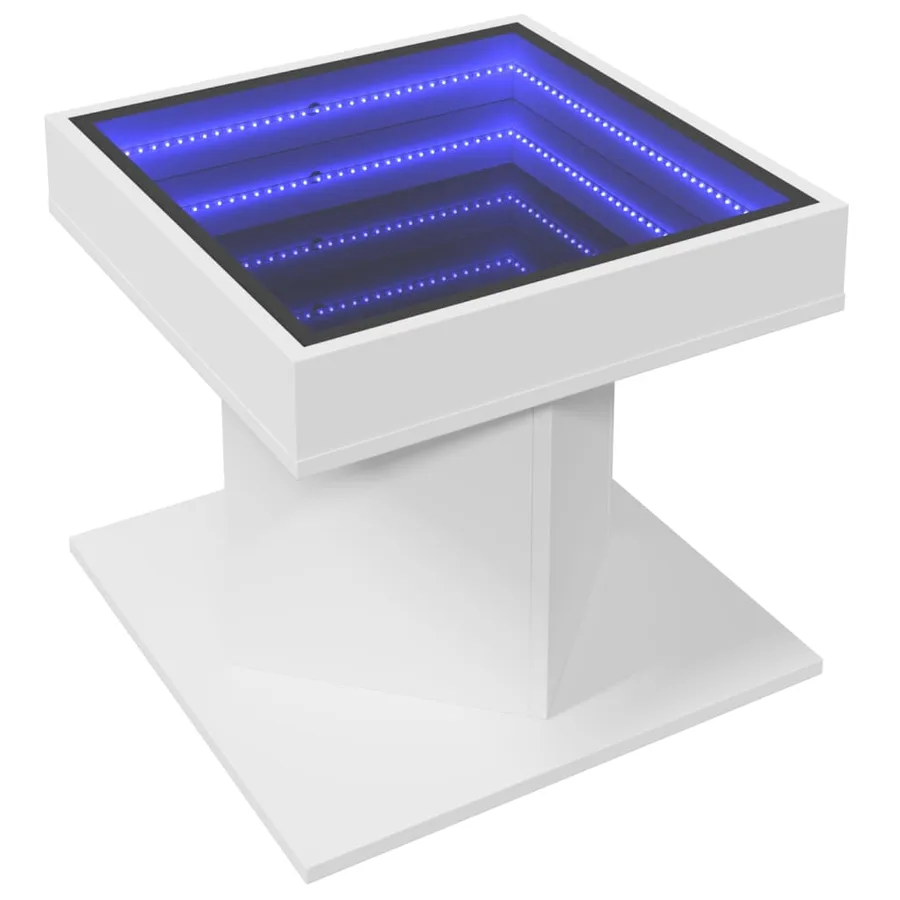 Table basse avec LED blanc 50x50x45 cm bois d'ingénierie - 3