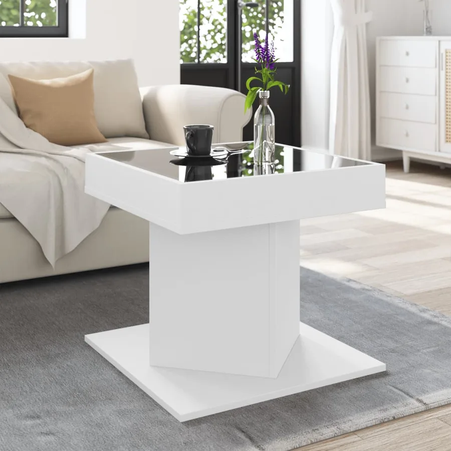 Table basse avec LED blanc 50x50x45 cm bois d'ingénierie - 4