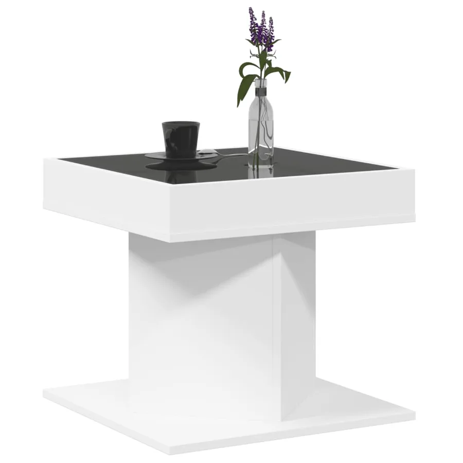 Table basse avec LED blanc 50x50x45 cm bois d'ingénierie - 5