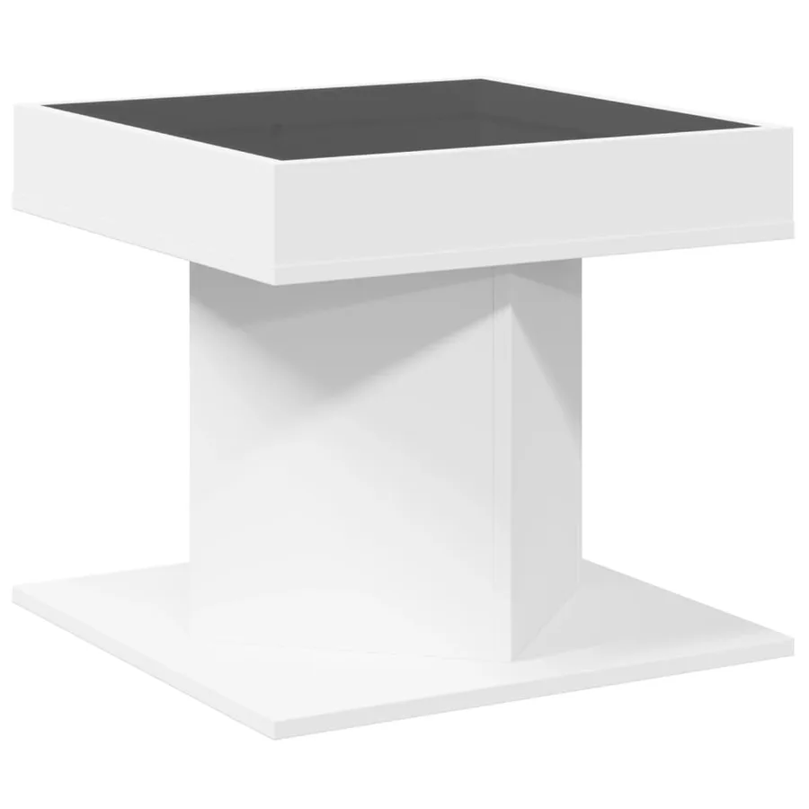 Table basse avec LED blanc 50x50x45 cm bois d'ingénierie - 8