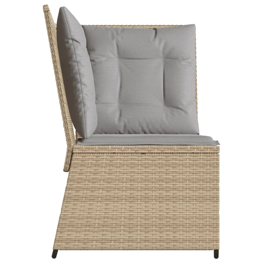 Canapé d'angle de jardin avec coussins beige résine tressée - 5