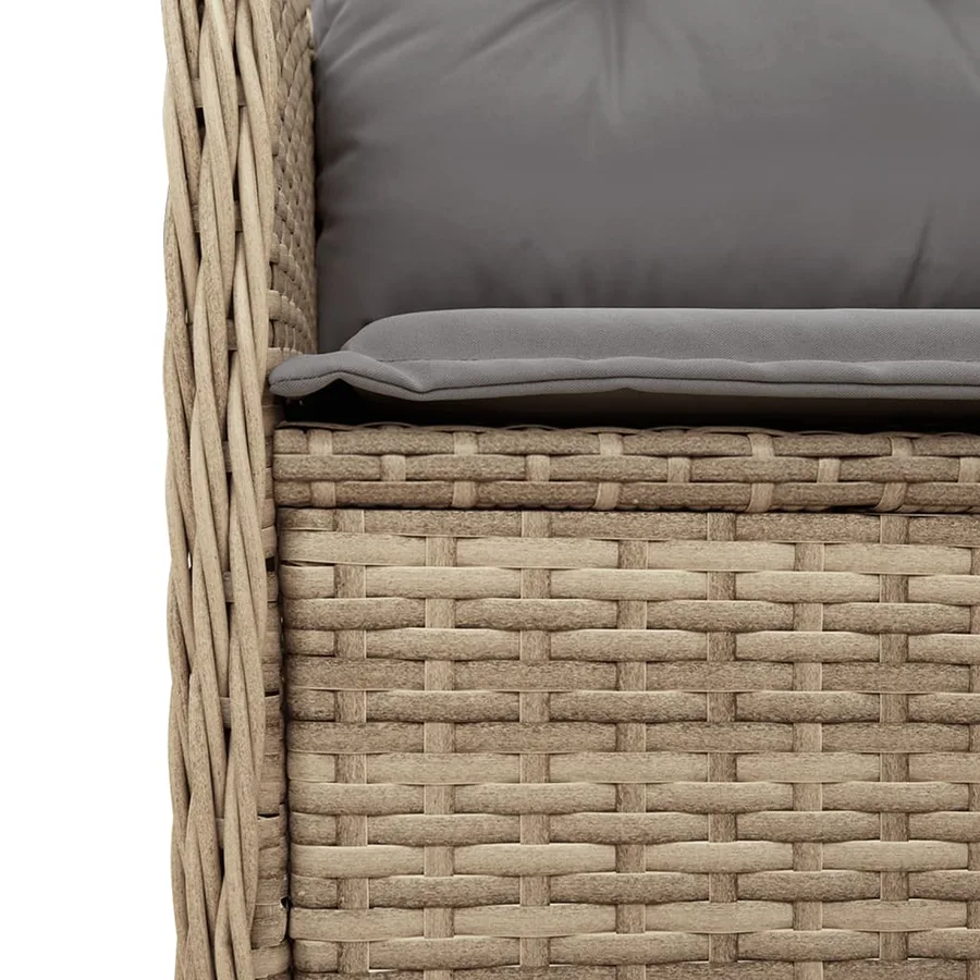 Canapé d'angle de jardin avec coussins beige résine tressée - 7