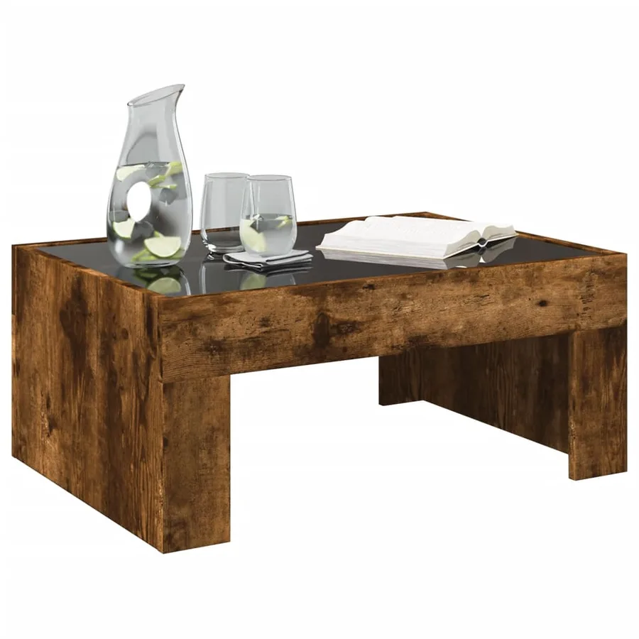 Table basse avec LED infini chêne fumé 70x50x30 cm - 5