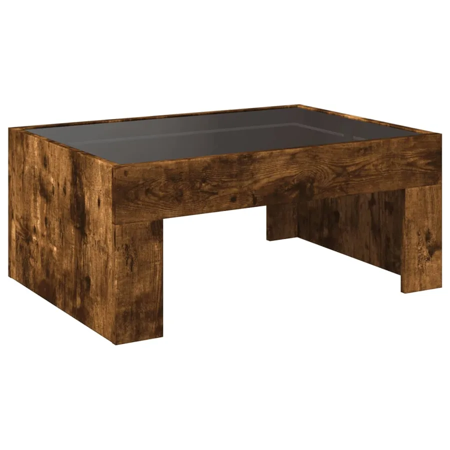 Table basse avec LED infini chêne fumé 70x50x30 cm - 8