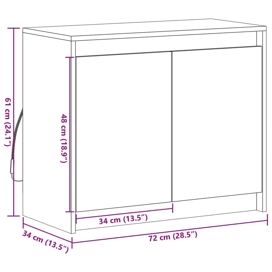 Buffet avec LED chêne sonoma 72x34x61 cm bois d'ingénierie - 14