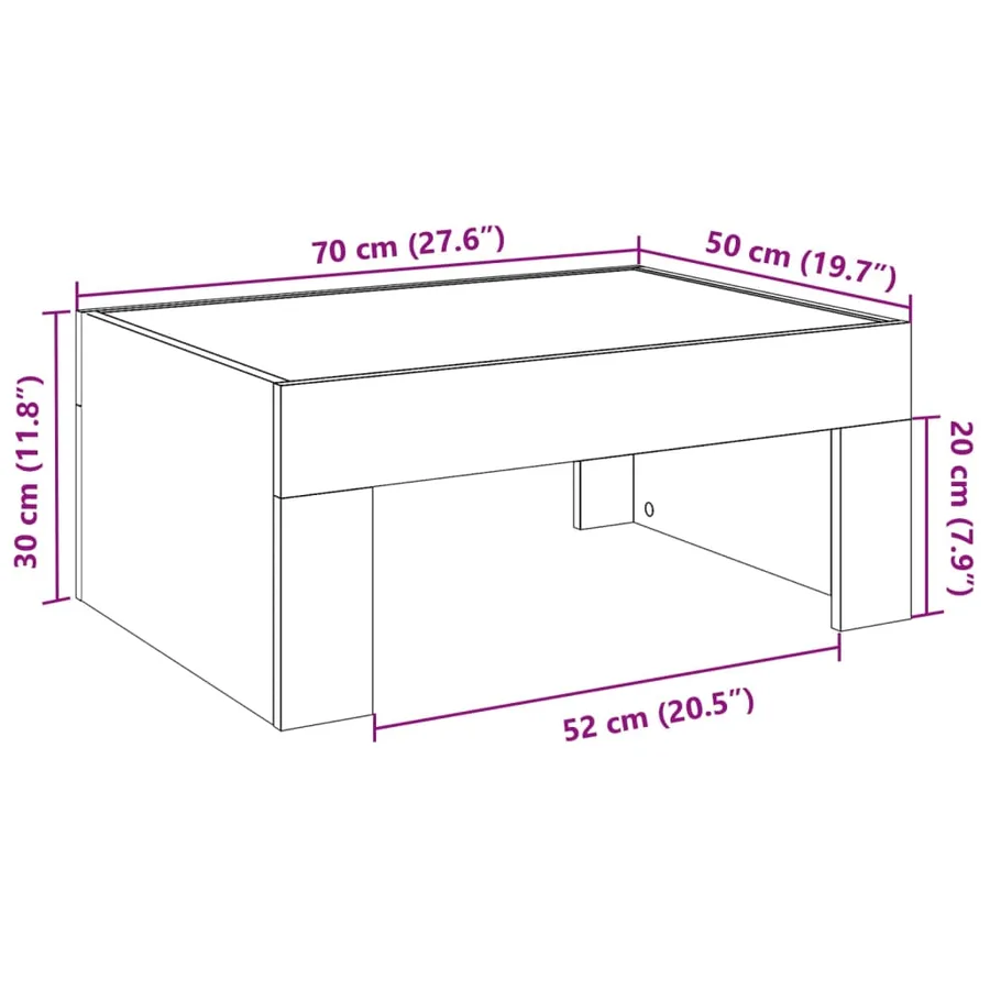 Table basse avec LED infini chêne sonoma 70x50x30 cm - 13
