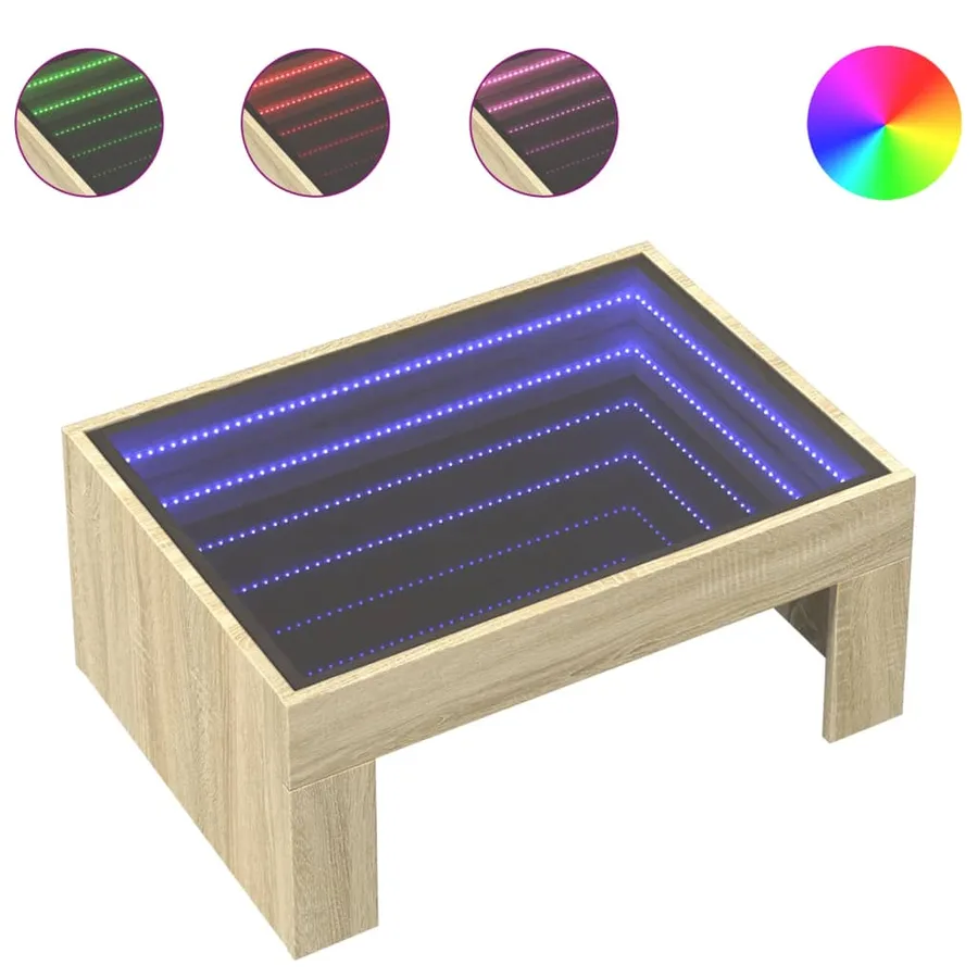 Table basse avec LED infini chêne sonoma 70x50x30 cm - 2