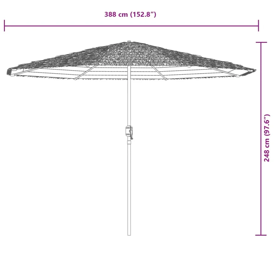Parasol de jardin avec LED et mât en acier marron 388x388x248cm - 13