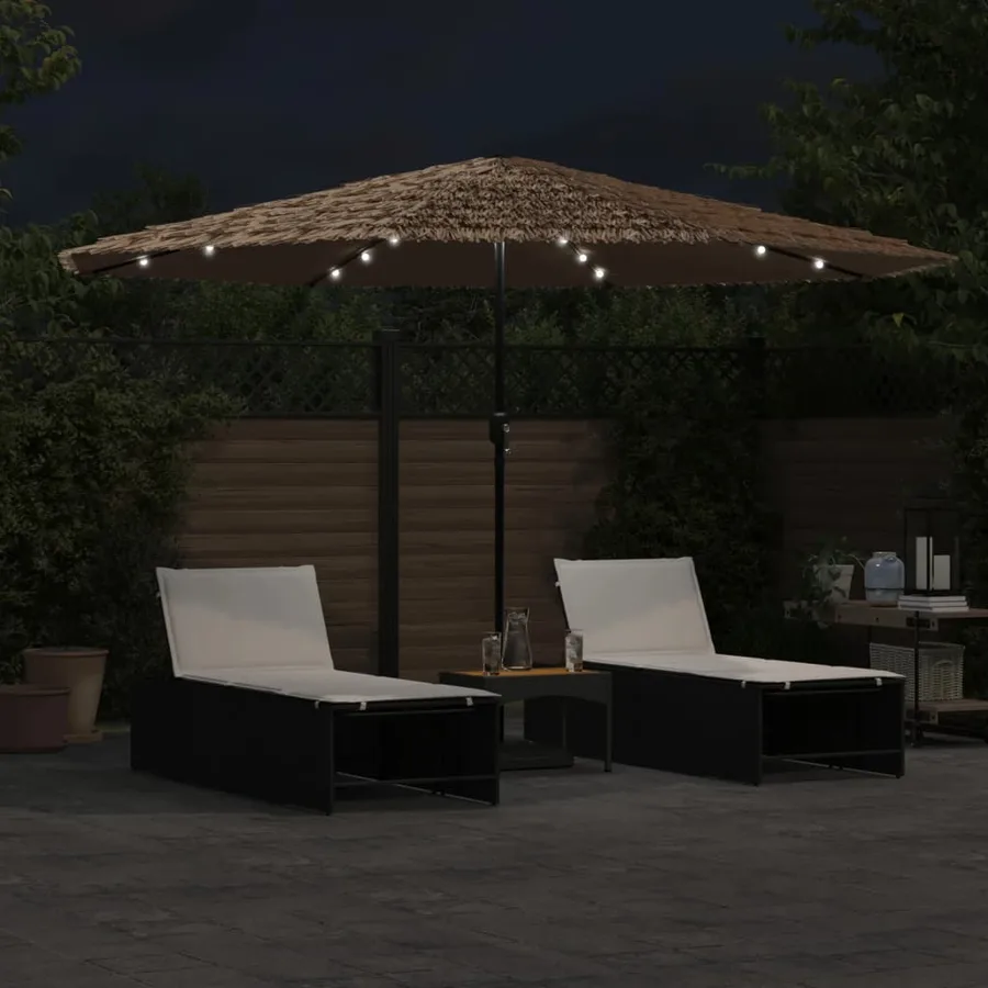 Parasol de jardin avec LED et mât en acier marron 388x388x248cm - 3