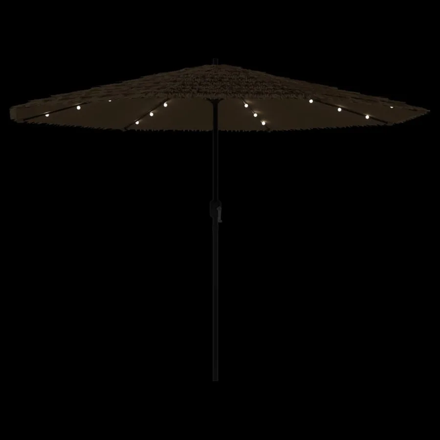 Parasol de jardin avec LED et mât en acier marron 388x388x248cm - 8