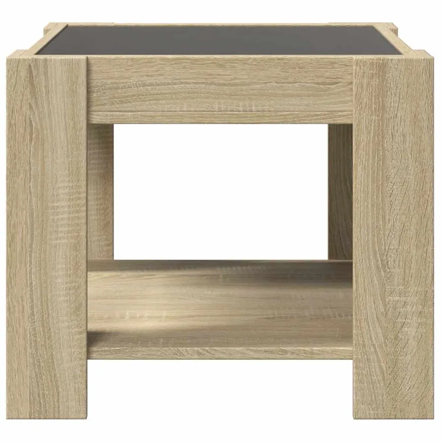 Table basse avec LED chêne sonoma 53x53x45 cm bois d'ingénierie - 6