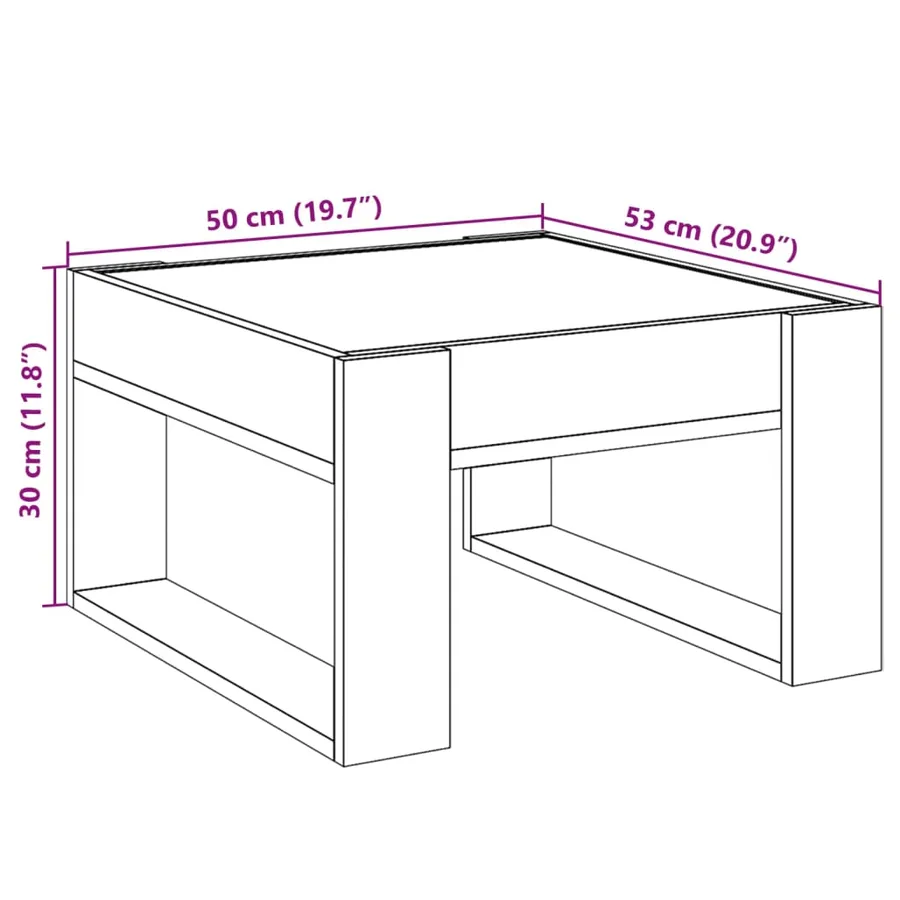 Table basse avec LED infini gris béton 50x53x30 cm - 13