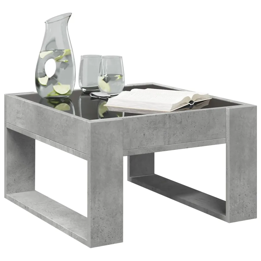 Table basse avec LED infini gris béton 50x53x30 cm - 5