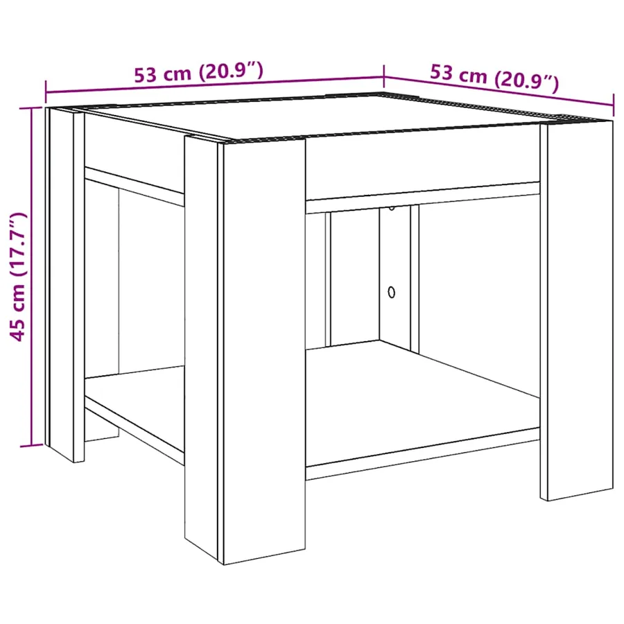 Table basse avec LED chêne fumé 53x53x45 cm bois d'ingénierie - 13