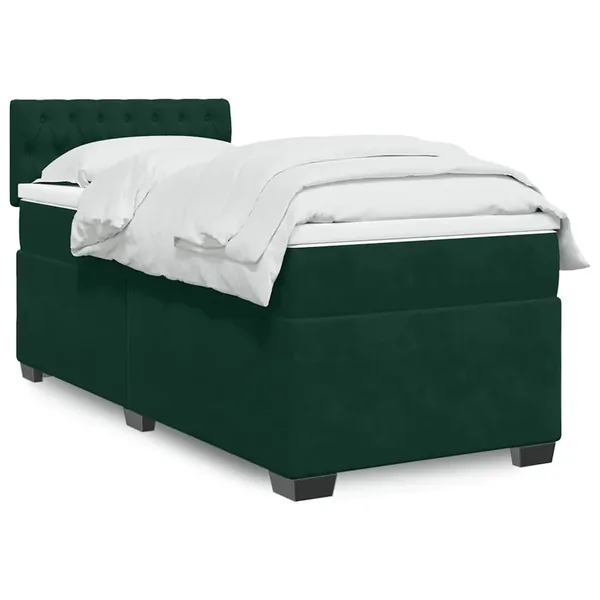 Sommier à lattes de lit avec matelas Vert foncé 90x200 cm