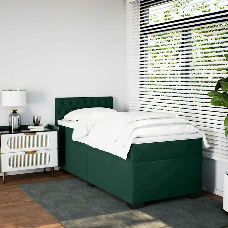 Sommier à lattes de lit avec matelas Vert foncé 90x200 cm - 5
