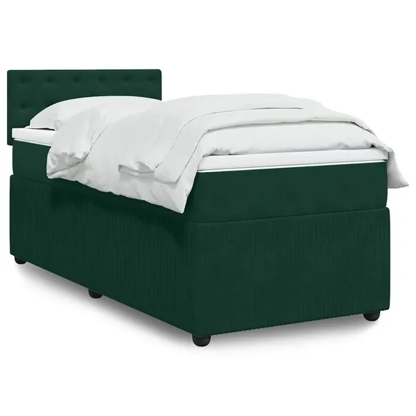Sommier à lattes de lit avec matelas Vert foncé 90x200 cm