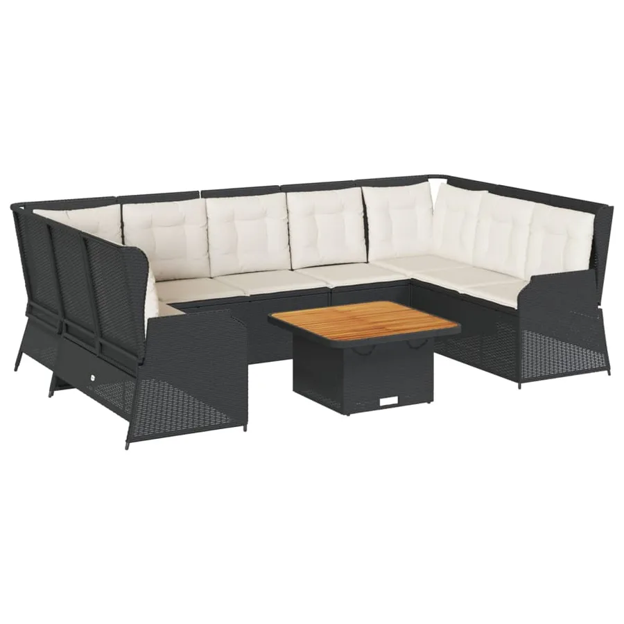Salon de jardin 7 pcs avec coussins Noir Résine tressée 67 x 67 x 95 cm - 95,6 kg - 2