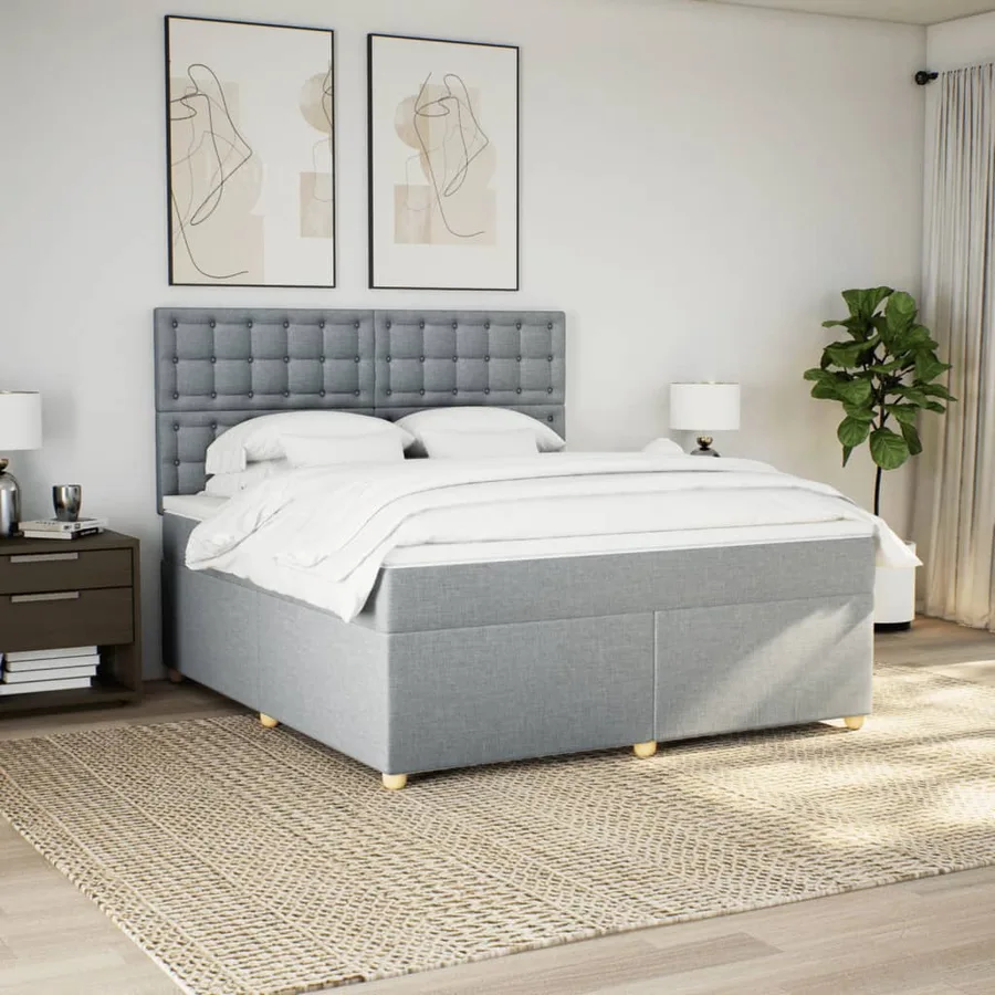 Sommier à lattes de lit avec matelas Gris clair 180x200cm Tissu - 3
