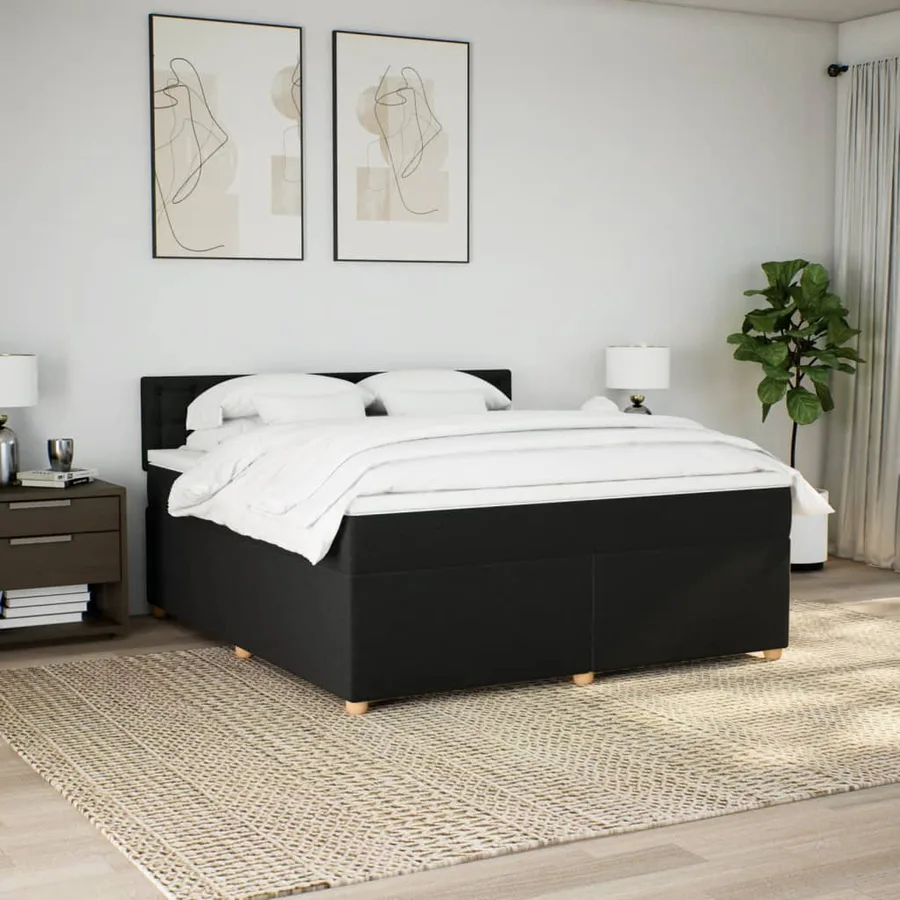 Sommier à lattes de lit avec matelas Noir 180x200 cm Tissu - 3