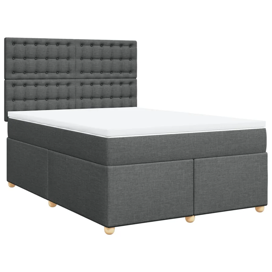 Sommier à lattes de lit avec matelas Gris foncé 160x200cm Tissu - 2